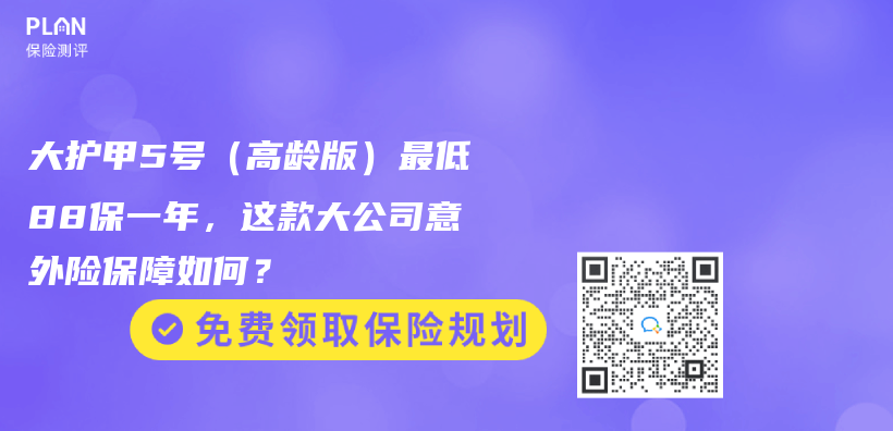 大护甲5号（高龄版）最低88保一年，这款大公司意外险保障如何？插图